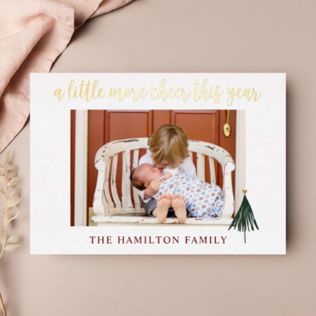 Elegant Gold Foil New Baby Photo Christmas Card (Creator Uploaded)
