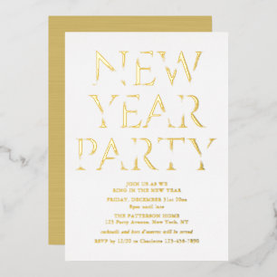 Elegant Gold Foil New Year Party Invitation