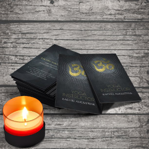 Elegant Gold Foil Om Symbol & Yoga Mandala Floral Business Card