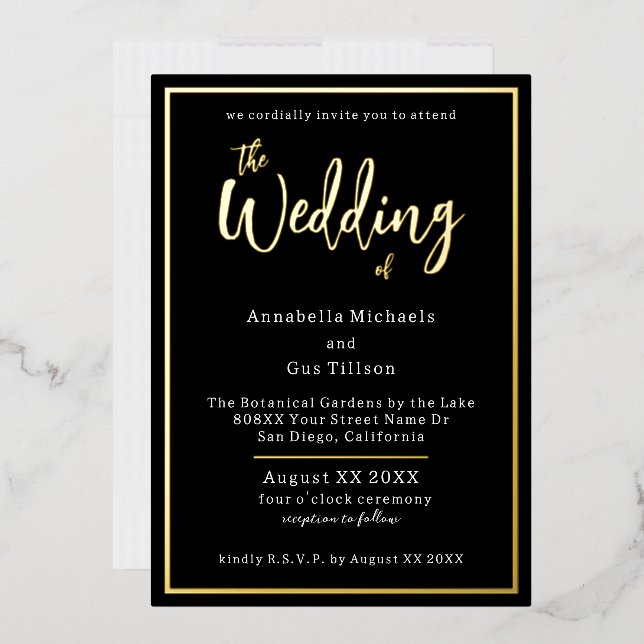 Elegant Gold Foil on Black Wedding Invitation (Envelope)