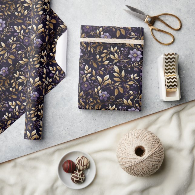 Elegant Gold Foil on Purple: Holiday Paper (Crafts)