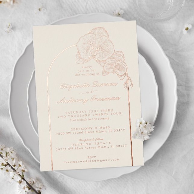 Elegant Gold Foil Orchid Arch Wedding  Foil Invitation (Creator Uploaded)