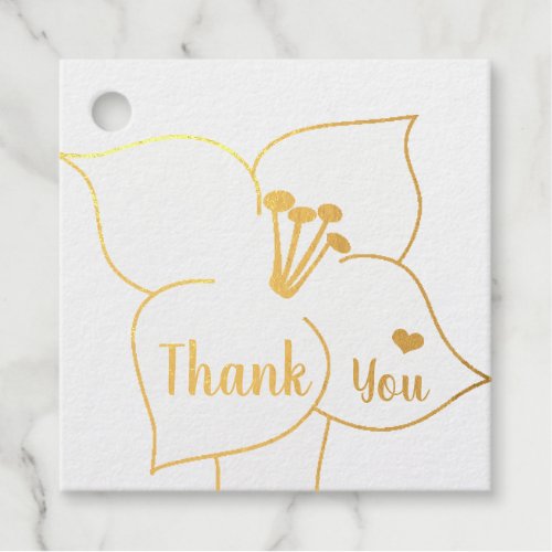 Elegant Gold Foil Pale Blush Pink Lily Wedding Foil Favor Tags