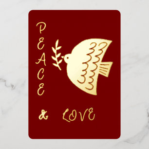 Elegant Gold Foil Peace Dove Corporate Christmas Holiday Card