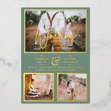 Elegant GOLD FOIL Photo Collage Sage Wedding