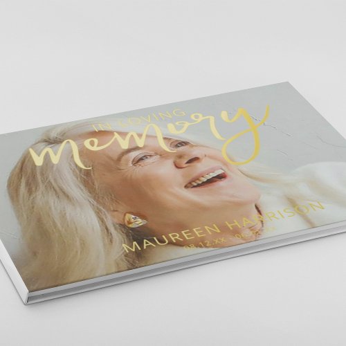 Elegant Gold Foil Photo Memorial Foil Guest Book