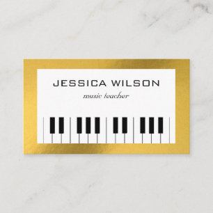 Elegant gold foil piano keys business card
