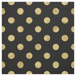 Elegant Gold Foil Polka Dot Pattern - Gold & Black Fabric