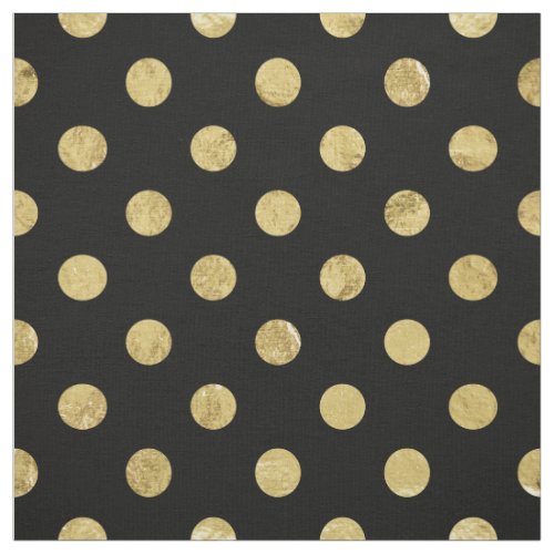 Elegant Gold Foil Polka Dot Pattern _ Gold  Black Fabric