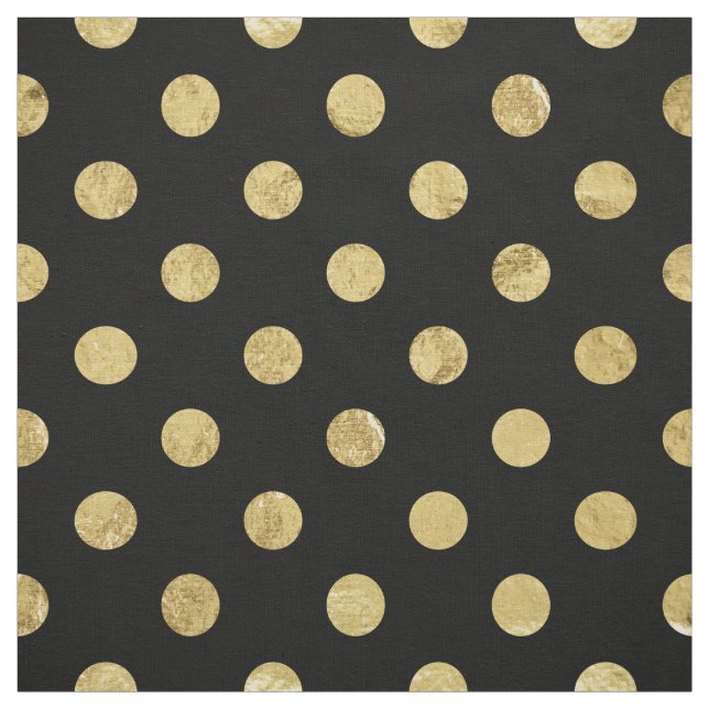 Elegant Gold Foil Polka Dot Pattern - Gold & Black Fabric (Swatch)