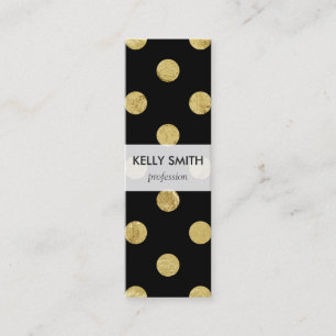 Elegant Gold Foil Polka Dot Pattern - Gold & Black Mini Business Card