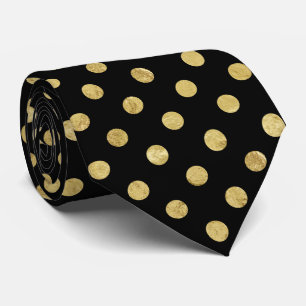 Elegant Gold Foil Polka Dot Pattern - Gold & Black Neck Tie