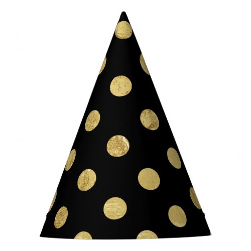 Elegant Gold Foil Polka Dot Pattern _ Gold  Black Party Hat