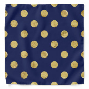 Elegant Gold Foil Polka Dot Pattern - Gold & Blue Bandana