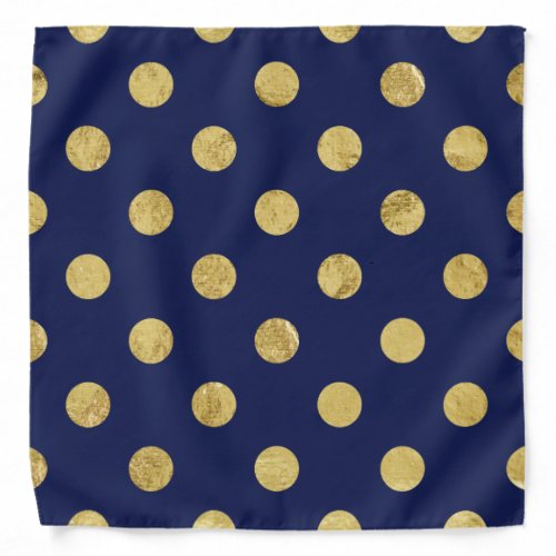 Elegant Gold Foil Polka Dot Pattern _ Gold  Blue Bandana