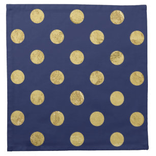 Elegant Gold Foil Polka Dot Pattern - Gold & Blue Cloth Napkin