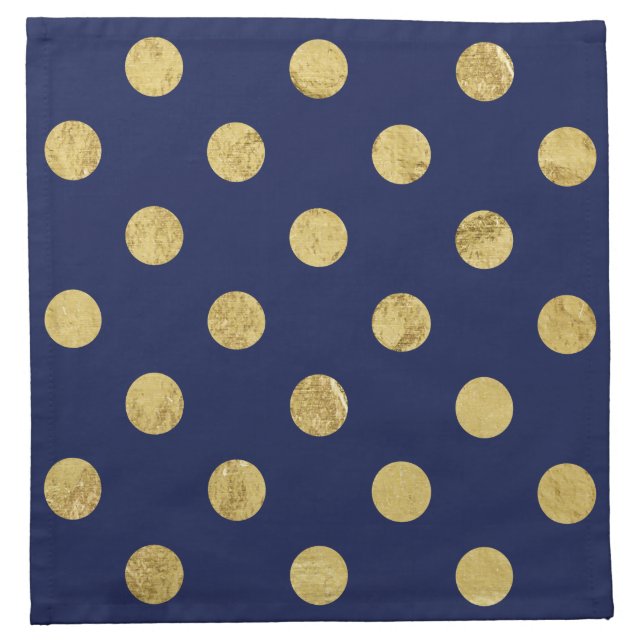 Elegant Gold Foil Polka Dot Pattern - Gold & Blue Cloth Napkin (Front)