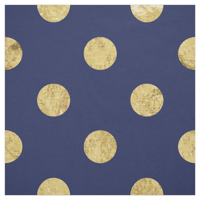 Elegant Gold Foil Polka Dot Pattern - Gold & Blue Fabric (Swatch)