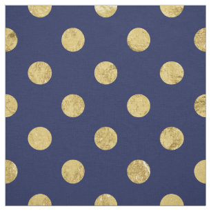 Elegant Gold Foil Polka Dot Pattern - Gold & Blue Fabric