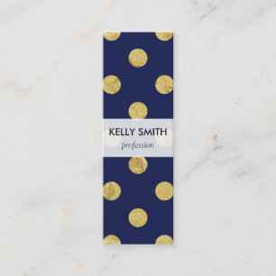 Elegant Gold Foil Polka Dot Pattern - Gold & Blue Mini Business Card