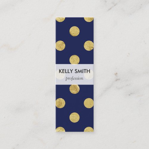 Elegant Gold Foil Polka Dot Pattern _ Gold  Blue Mini Business Card