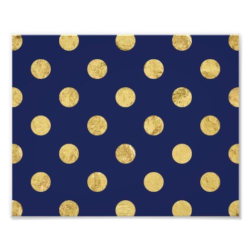 Elegant Gold Foil Polka Dot Pattern _ Gold  Blue Photo Print