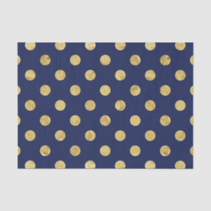 Elegant Gold Foil Polka Dot Pattern - Gold & Blue Tissue Paper