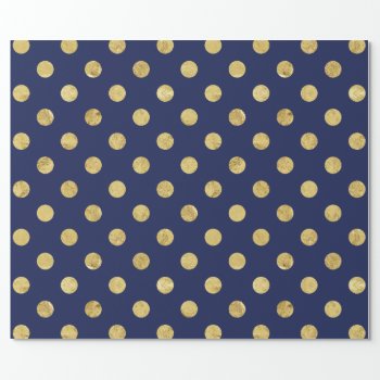 Elegant Gold Foil Polka Dot Pattern - Gold & Blue Wrapping Paper by allpattern at Zazzle