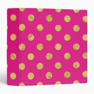 Elegant Gold Foil Polka Dot Pattern - Gold & Pink 3 Ring Binder