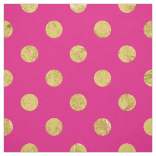 Elegant Gold Foil Polka Dot Pattern - Gold & Pink Fabric
