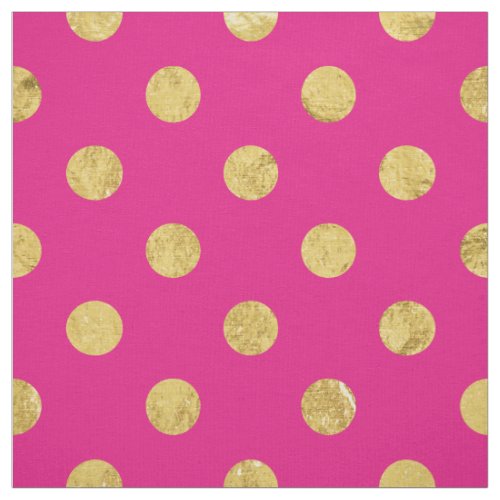 Elegant Gold Foil Polka Dot Pattern _ Gold  Pink Fabric