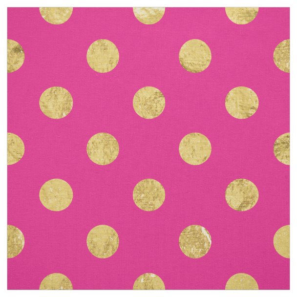 Pink and Gold Polka Dot Textile Fabric Zazzle