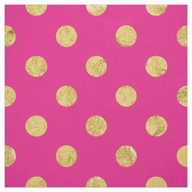 Elegant Gold Foil Polka Dot Pattern - Gold & Pink Fabric (Swatch)