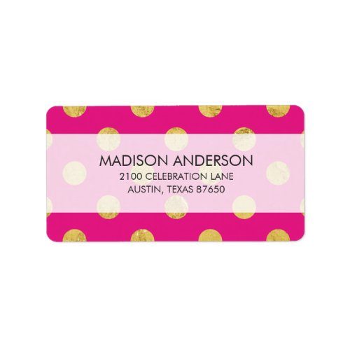 Elegant Gold Foil Polka Dot Pattern _ Gold  Pink Label