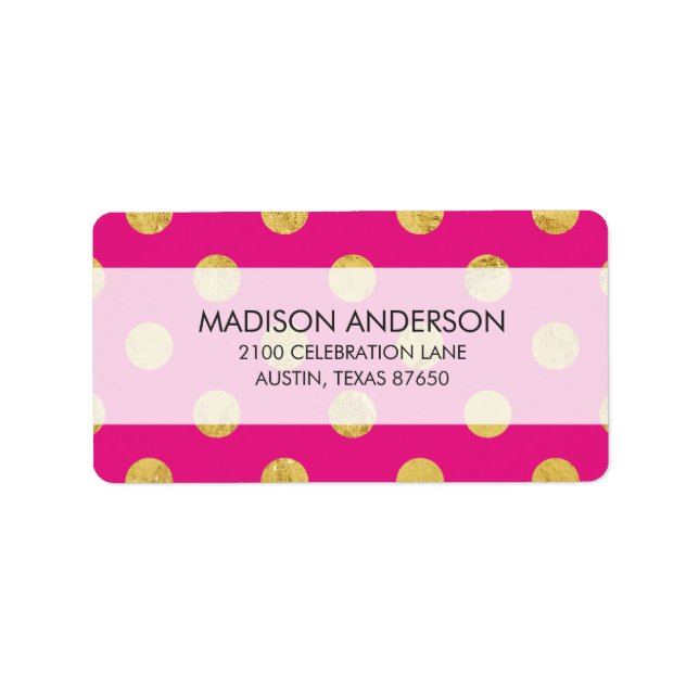 Elegant Gold Foil Polka Dot Pattern - Gold & Pink Label (Front)