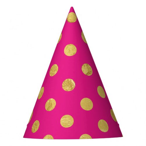 Elegant Gold Foil Polka Dot Pattern _ Gold  Pink Party Hat