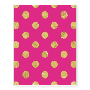Elegant Gold Foil Polka Dot Pattern - Gold & Pink Temporary Tattoos