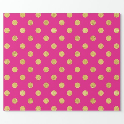 Elegant Gold Foil Polka Dot Pattern _ Gold  Pink Wrapping Paper