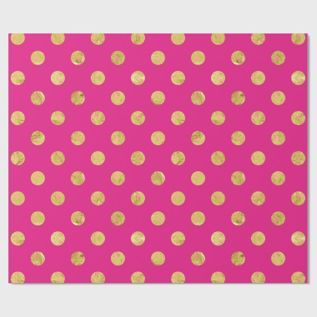 Elegant Gold Foil Polka Dot Pattern - Gold & Pink Wrapping Paper (Flat)