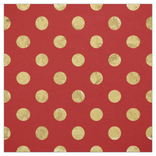 Elegant Gold Foil Polka Dot Pattern - Gold & Red Fabric