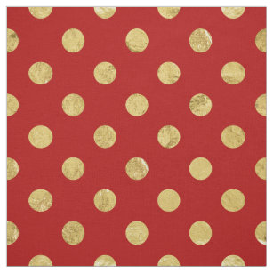 Elegant Gold Foil Polka Dot Pattern - Gold & Red Fabric