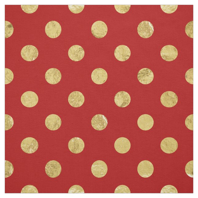Elegant Gold Foil Polka Dot Pattern - Gold & Red Fabric (Swatch)