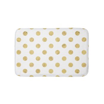 Elegant Gold Foil Polka Dot Pattern - Gold & White Bathroom Mat by allpattern at Zazzle