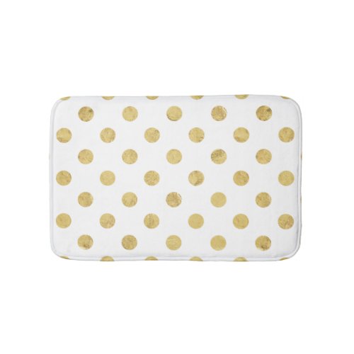 Elegant Gold Foil Polka Dot Pattern _ Gold  White Bathroom Mat