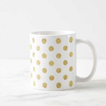 Elegant Gold Foil Polka Dot Pattern - Gold & White Coffee Mug by allpattern at Zazzle