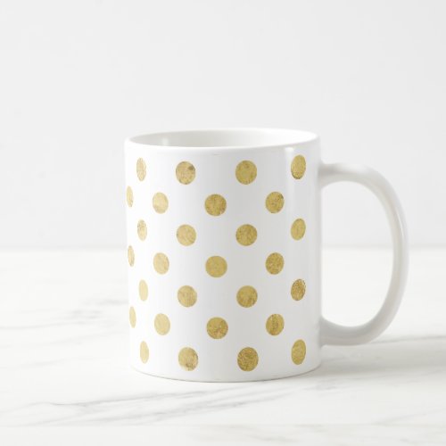 Elegant Gold Foil Polka Dot Pattern _ Gold  White Coffee Mug