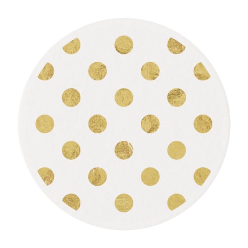 Elegant Gold Foil Polka Dot Pattern _ Gold  White Edible Frosting Rounds