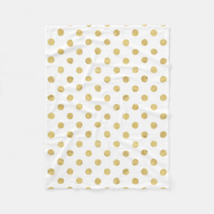 Elegant Gold Foil Polka Dot Pattern - Gold & White Fleece Blanket