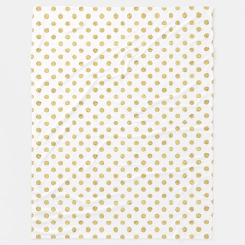 Elegant Gold Foil Polka Dot Pattern _ Gold  White Fleece Blanket