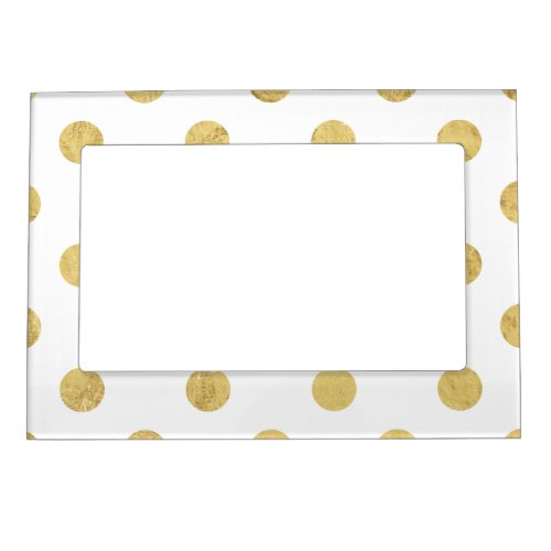 Elegant Gold Foil Polka Dot Pattern _ Gold  White Magnetic Photo Frame